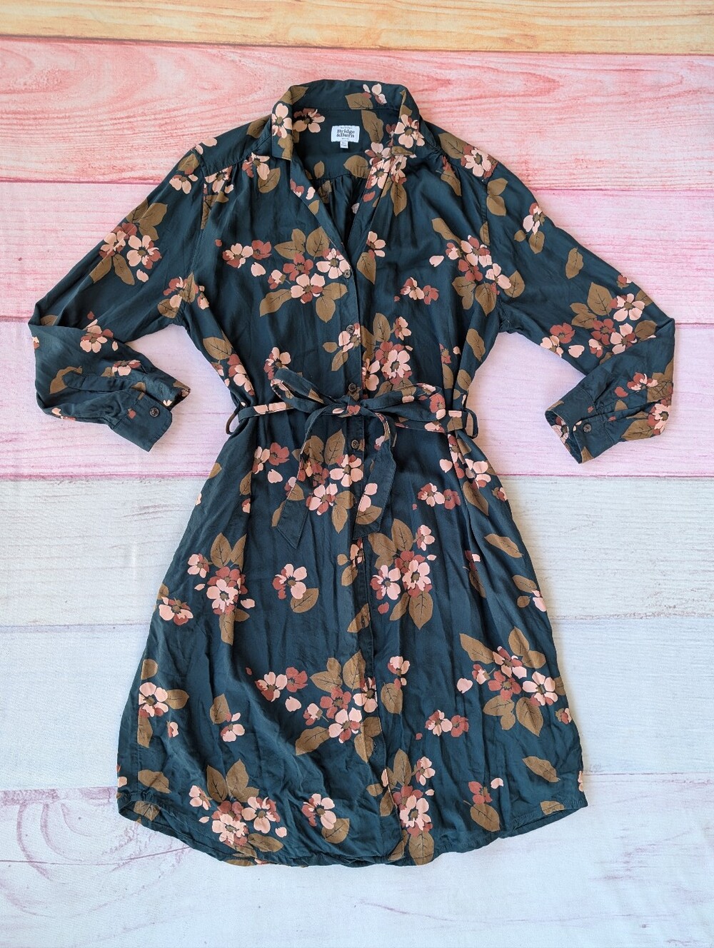 Bridge & Burn The Emery Shirt Dress XL Green Floral